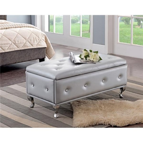 Inroom Furniture Designs Inroom Furniture Designs 5106-BE Contemporary Bench - Silver; 18 x 39 x 19 in. 5106-BE